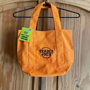 Trader Joe's Orange Mini Canvas Tote Bag NWT